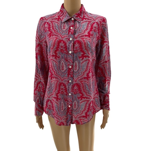 J Crew Paisley Long Sleeve Button Down Blouse Size S - Picture 1 of 6